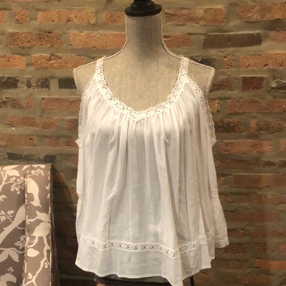 Rebecca Minkoff White Cold Shoulder blouse M